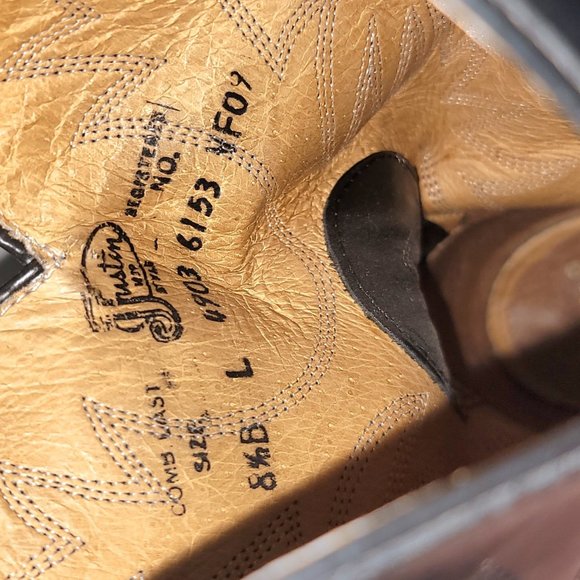 BLack Justin Boots 8.5B MENS - Picture 7 of 9